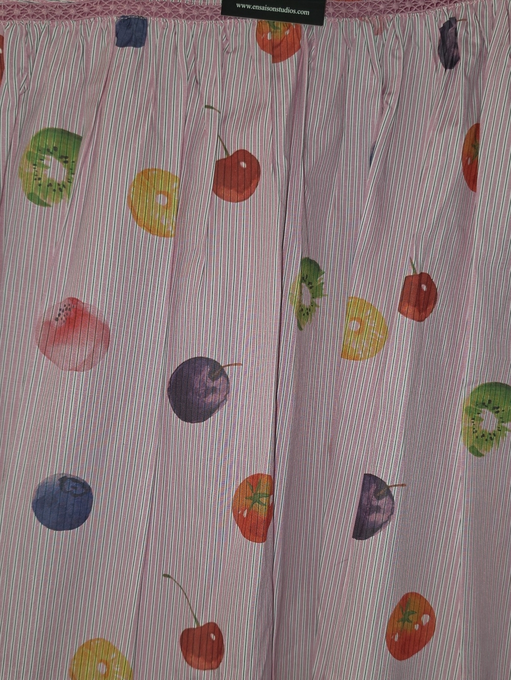 NWT En Saison Fruit Medley Stripe Midi Skirt Pink Size Extra Small - Picture 3 of 12